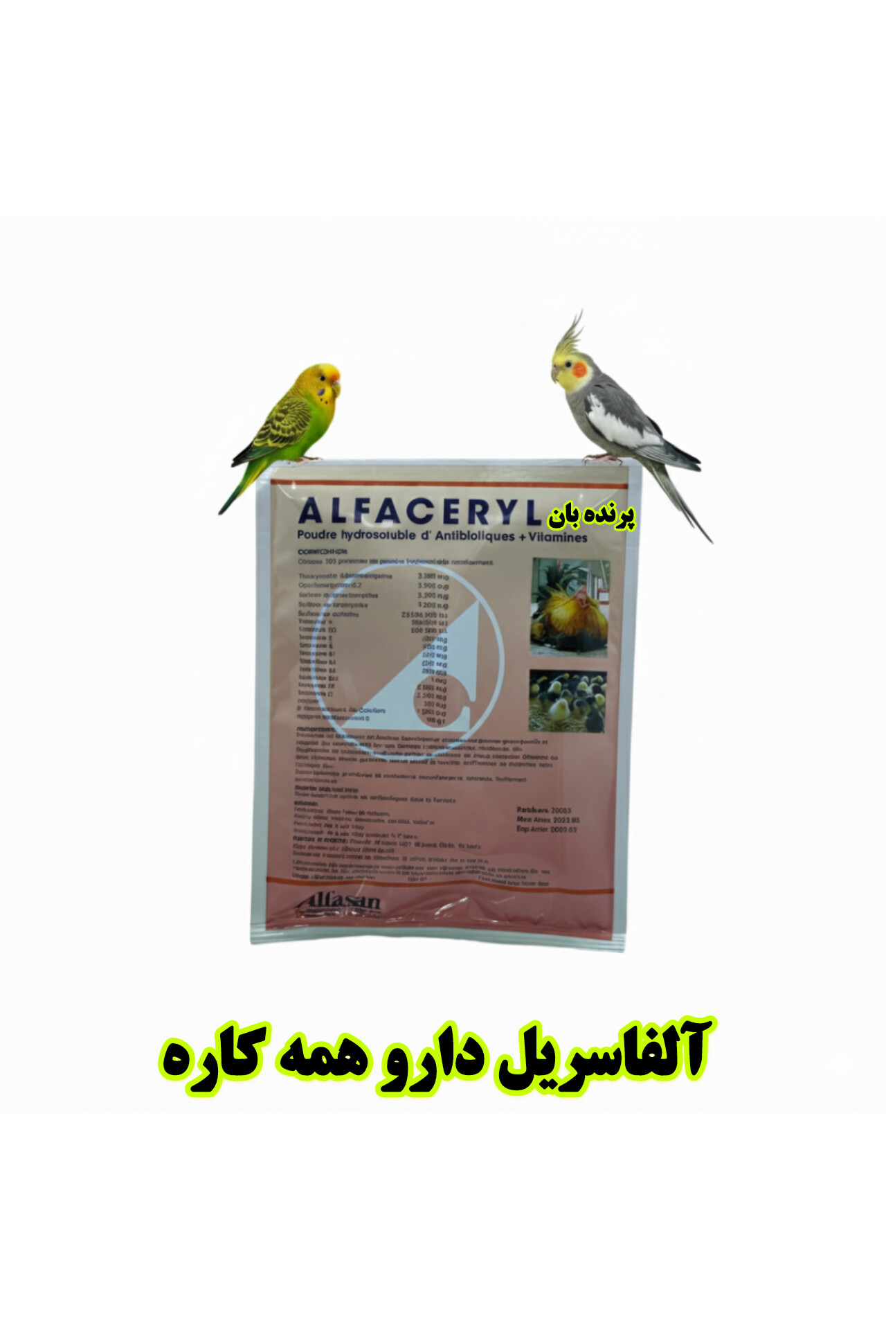 آلفاسریل Alfaceryl اصل | آنتی‌بیوتیک ترکیبی قوی برای درمان بیماری‌های پرندگان زینتی – فروشگاه پرنده‌بان